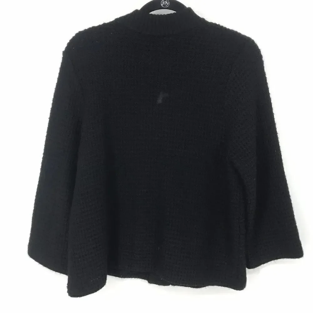 Chicos Womens Black Snap Front Cardigan Sweater Textured Knit - Picture 2 of 6